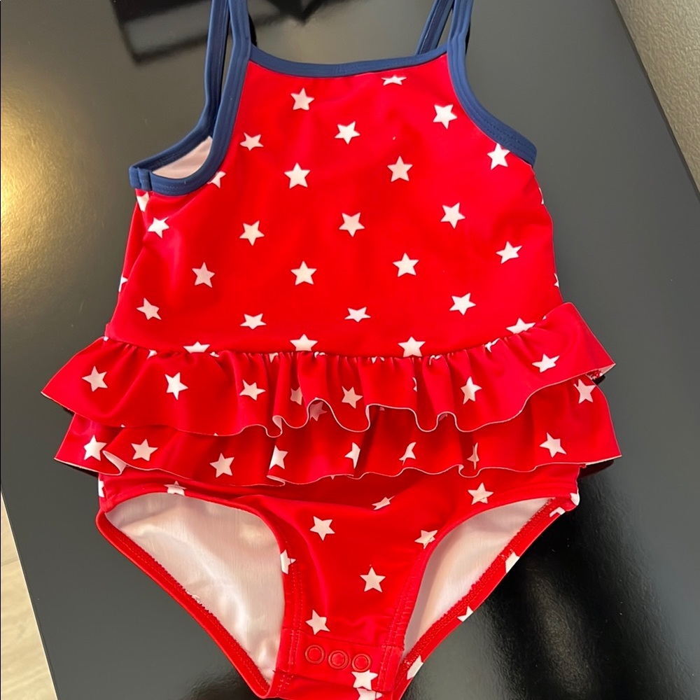 Carter’s Red Star-Patterned Ruffled Swimsuit 18M - Picture 5 of 6
